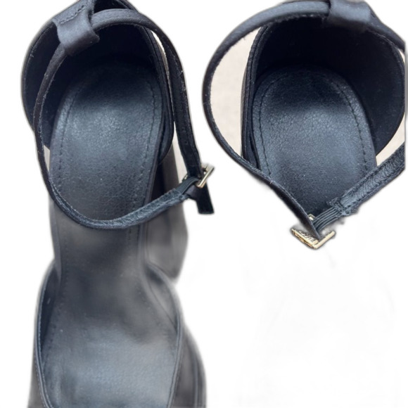 Black 6 in block heel with 2 in platform, glossy fabric, cool disco shoes, 8 - Picture 4 of 11